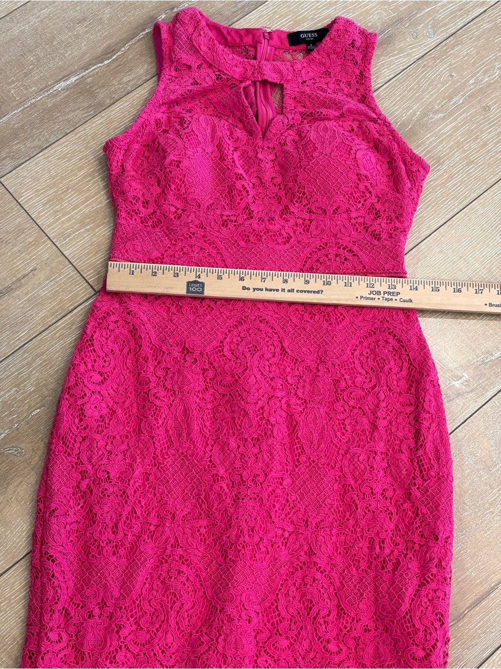 Guess Hot Pink Lace keyhole Bodycon Midi Dress Size 6 Cocktail - Picture 8 of 9